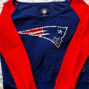 Official NFL Patriots Red and Blue Long Sleeved shirt.
